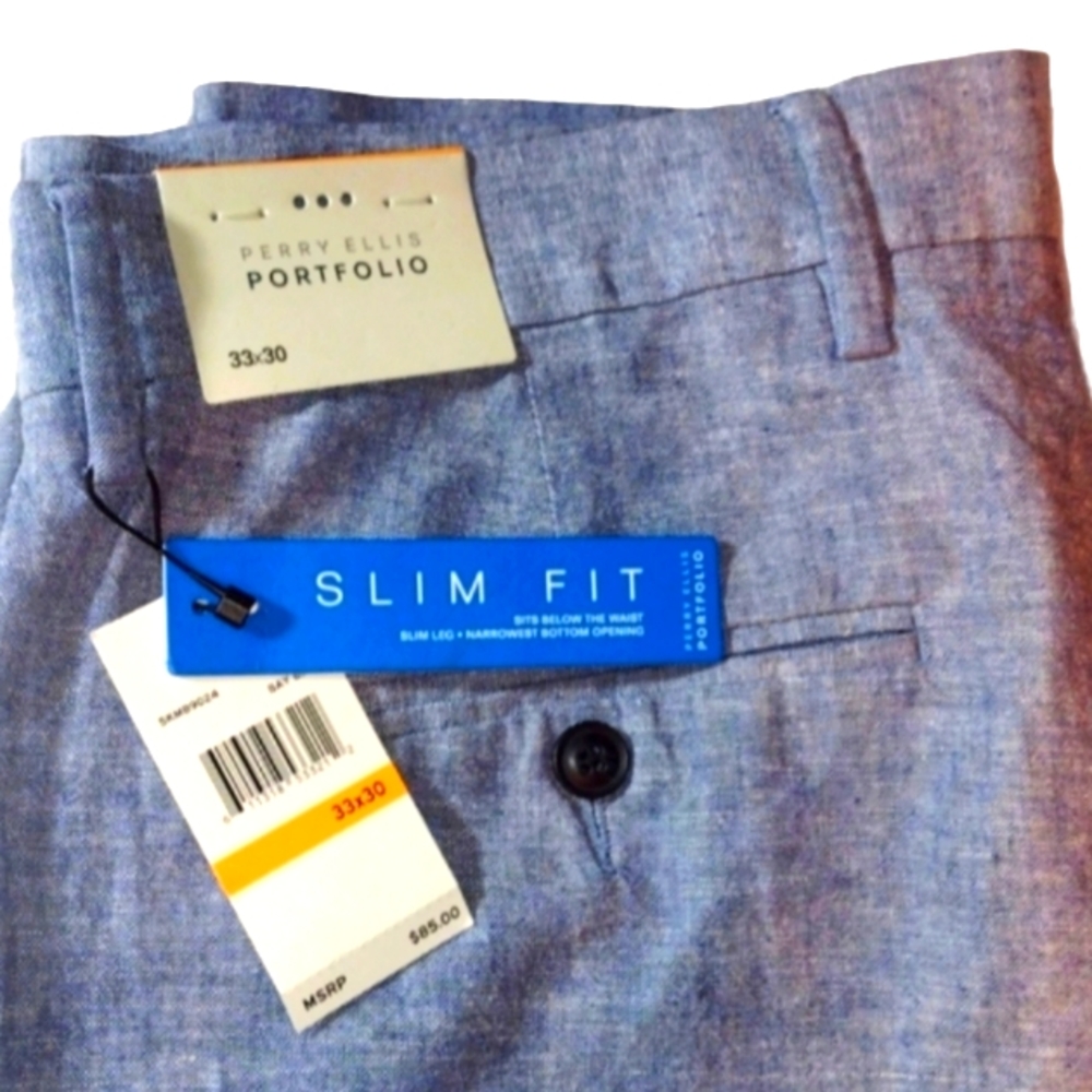 Perry Ellis Linen & Cotton Blend Pants, 33" x 30"